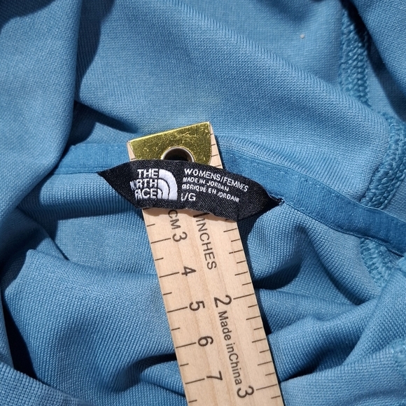 The North Face Blue Knit Cowl Neck Hoodie Pockets Light Weight Large - Picture 10 of 10